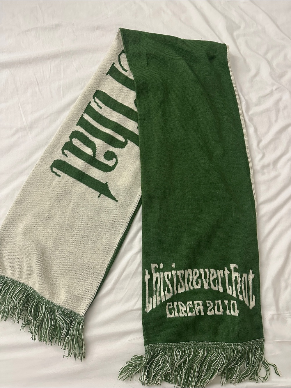 This is never that green beige scarf